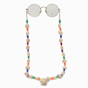 Colorful Shell Glasses Chain With Multi Color Beads Bohemian Style Non Slip Eyewear Lanyard Strap For Women