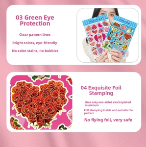 Detailed view of luminous heart stickers with premium gold foil stamping and floral patterns
