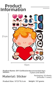 DIY Cupid angel puzzle stickers with various face accessories for Valentine gift decor