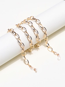 Minimalist gold link eyeglass chain with lobster clasps and non-slip silicone loops