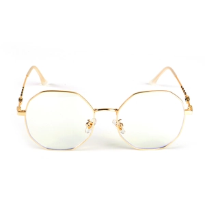 Retro polygonal gold metal frame blue light blocking glasses for men and women