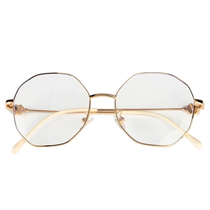 Vintage Octagonal Metal Frame Blue Light Blocking Glasses Gold Polygonal Eyeglass Frame For Men Women Anti Radiation