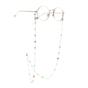 Colorful crystal stainless steel chain for sunglasses with non-slip multicolored beads