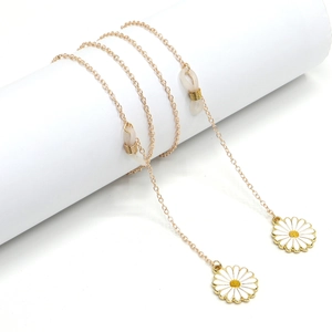 Daisy Pendant Glasses Chain Non-Slip Metal Gold Eyewear Strap Cord Necklace For Women Decorative Sunglasses Lanyard