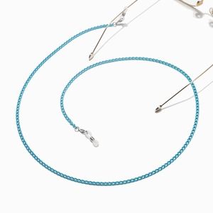 Blue metal glasses chain with non-slip silicone loops for secure eyewear attachment