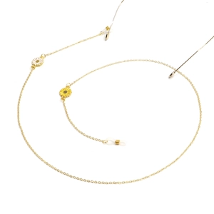 Chaîne de lunettes en métal doré avec pendentifs marguerites et boucles antidérapantes