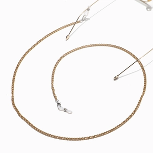 Elegant gold metal eyewear chain with adjustable silicone loops and lobster clasps