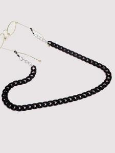 Chaîne à lunettes en acrylique noir mat avec de gros maillons et des fermoirs dorés