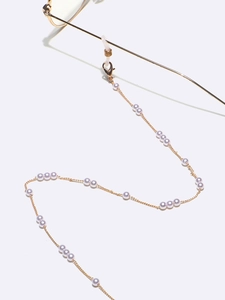 Chaîne de lunettes dorée avec perles lavande délicates et boucles en silicone antidérapantes