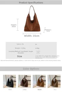 Tableau des tailles pour sacs cabas en similicuir avec dimensions détaillées et poids