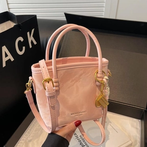 Eimertasche Aus PU Leder Marmortextur Griff Umhängetasche Schultertasche Reißverschluss Trendige Mode Damen Accessoires
