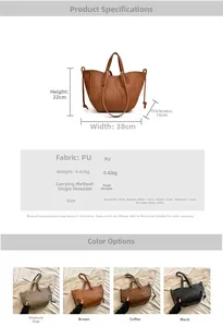 Tableau des tailles détaillé pour le sac cabas à motif litchi avec dimensions et PU
