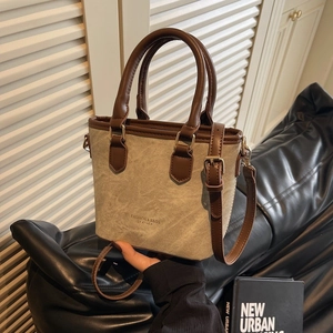 Retro Bucket Bag PU Leather Handbag Fashion Crossbody Shoulder Bag Korean Style Commuting For Women