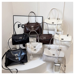 Detailed arrangement of stylish PU leather tote bags in black, coffee, cream, and grey