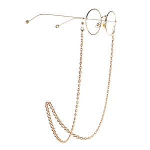Lunettes rondes dorées minimalistes avec chaîne de lunettes élégante en métal doré
