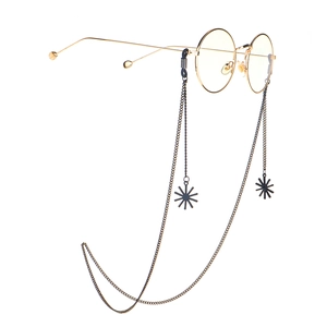 Chaîne De Lunettes Antidérapante Alliage Métallique Noir Pendentif Étoile Cordon Lunettes De Soleil Lanière Cou Bijoux De Mode