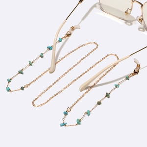 Bohemian Glasses Chain With Metal Link And Irregular Turquoise Beads Anti-slip Eyeglass Strap For Sunglasses