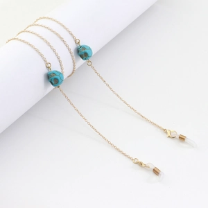 Skull Turquoise Eyeglass Chain Copper Metal Non-Slip Glasses Lanyard Punk Decorative Eyewear Holder For Women Men