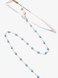 Fashion gold chain with natural turquoise beads for glasses and non-slip silicone loops