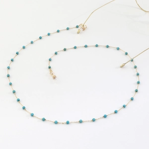 Fashionable gold chain with turquoise beads for glasses, handmade anti-lost lanyard style