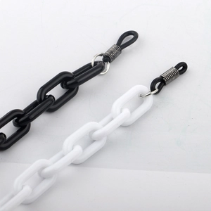 Classic black and white acrylic glasses chain with resin links and adjustable loops