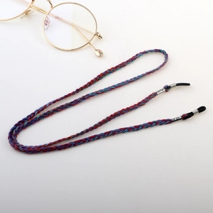 Colorful woven anti-slip eyeglass lanyard with adjustable rubber ends and metal coils