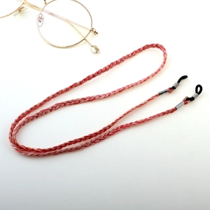 Practical red and white braided anti-slip eyewear strap with adjustable rubber ends