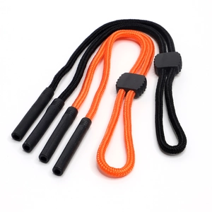 Set of 8 colorful sports eyeglass straps in black and orange woven wax rope