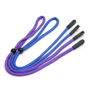 Adjustable colorful sports glasses cords in purple and blue woven wax rope with sliders
