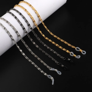 Metallic twisted eyewear chain in gold, silver and gun black with adjustable silicone loops