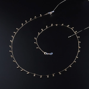 Fashionable gold copper bead glasses chain and anti-lost strap with silicone loops
