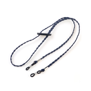Navy blue braided faux leather glasses chain with adjustable anti-slip rubber loops