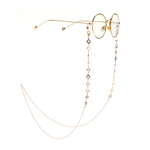 Golden round glasses chain with vintage metal frames and decorative circle links