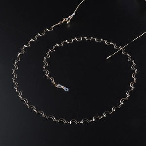 Elegant gold moon-shaped link eyeglass chain with silicone anti-slip ends for women