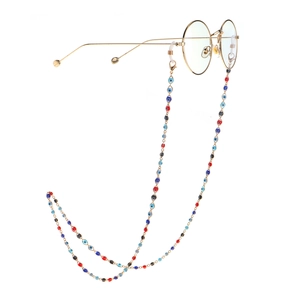 Fashionable gold evil eye eyeglass chain with colorful beads for sunglasses
