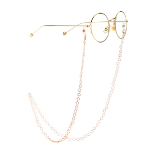 Lunettes dorées à monture ronde avec chaîne de lunettes florale faite à la main