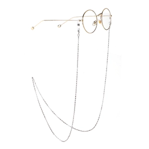 Silver stainless steel box chain for glasses with anti-slip silicone loops for eyewear