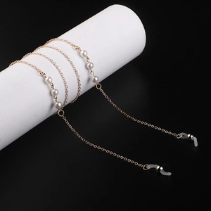 Elegante Brillenkette Metalllegierung Mit Imitationsperlen Rutschfeste Silikonschlaufen Mode Brillenband Für Damen