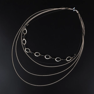 Multi-Layer Glasses Chain Eyewear Strap Metal Alloy With Black Crystal Beads Gold Oval Links Anti-Slip Fashion Accessory