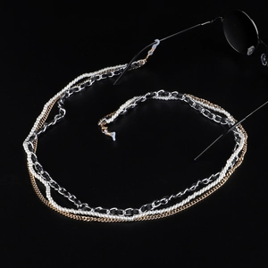 Multi Layer Glasses Chain Faux Artificial Pearl Metal Alloy Woven Eyewear Strap Holder Non Slip For Sunglasses Reading Glasses