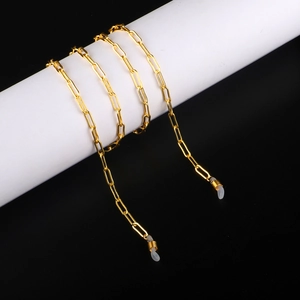 Chaîne De Lunettes Minimaliste En Alliage De Métal Doré Avec Boucles En Silicone Antidérapantes Mode Maillons Trombone