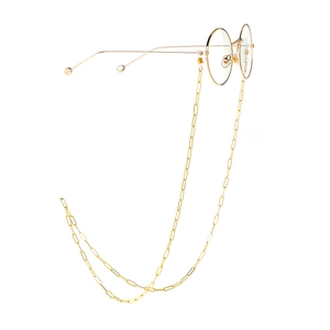 Chaîne de lunettes dorée à maillons ovales avec monture ronde en métal
