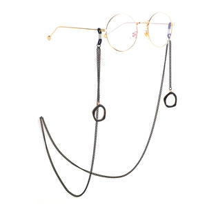 Catena Per Occhiali In Metallo Nero Cordino Per Occhiali Da Sole Minimalista Con Ciondolo Tondo Irregolare Cinturino Per Occhiali Antiscivolo