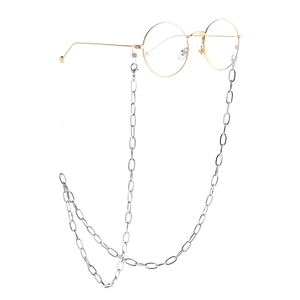 Lunettes rondes rétro en métal avec une longue chaîne de maintien en acier inoxydable
