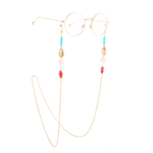 Bohemian Vintage Gold Glasses Chain Copper Shell Heart Beaded Eyeglass Lanyard Strap Anti Slip Holder For Women