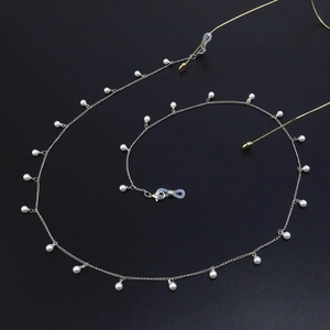 Chaîne De Lunettes Élégante Métal Künstliche Perles Nacrées Antidérapant Cordon Lunettes Femmes Rétro Décoratif Avec Silicone