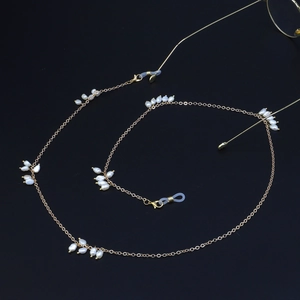Chaîne De Lunettes Élégante Cordon En Métal Doré Avec Künstliche Perles Baroques Naturelles Sangle Antidérapante Pour Femmes Mode