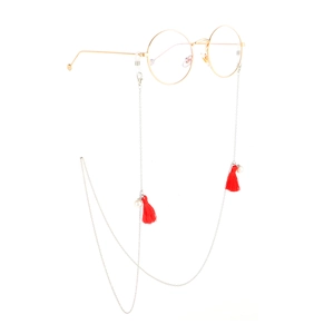 Chaîne de lunettes en métal faite main avec glands rouges et perles pour solaires