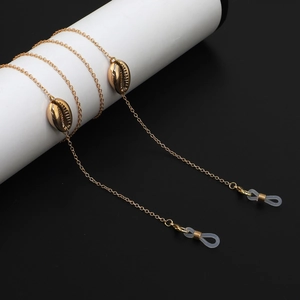 Chaîne De Lunettes En Alliage Doré Avec Pendentifs En Coquillage Cordon De Lunettes Antidérapant Support De Cou Pour Femmes