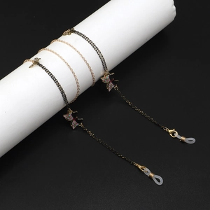 Détails de chaînes de lunettes papillon colorées avec fermoirs dorés et boucles silicone